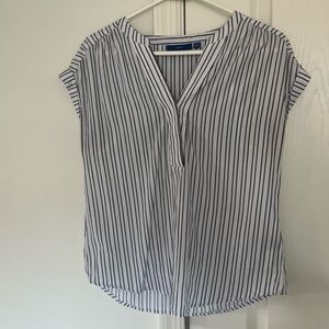 White and grey striped blouse